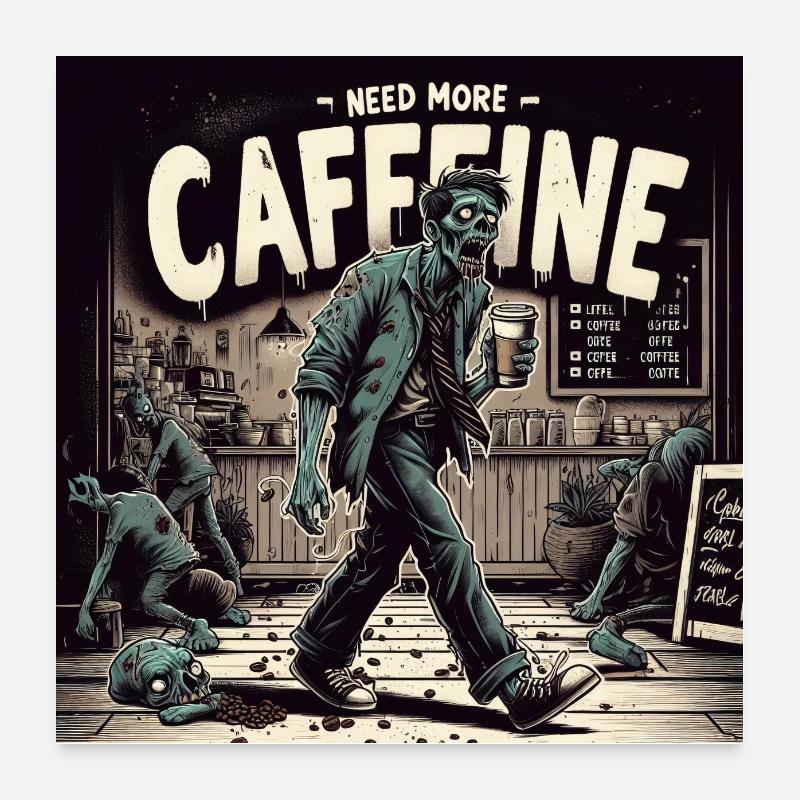 Zombie a besoin de café 2 Poster 60 x 60 cm