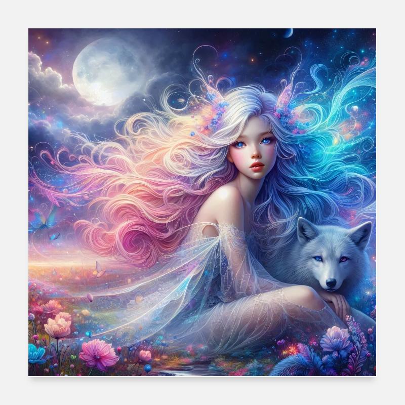 Sort de fée et loup 2 Poster 60 x 60 cm