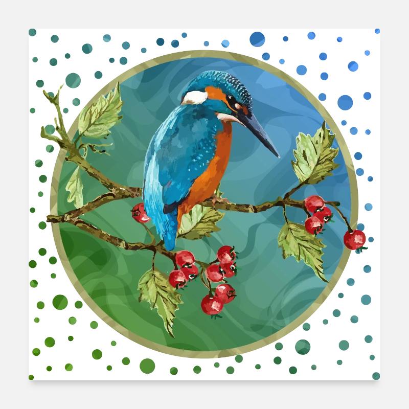 Oiseau coloré - Poster 60 x 60 cm - blanc