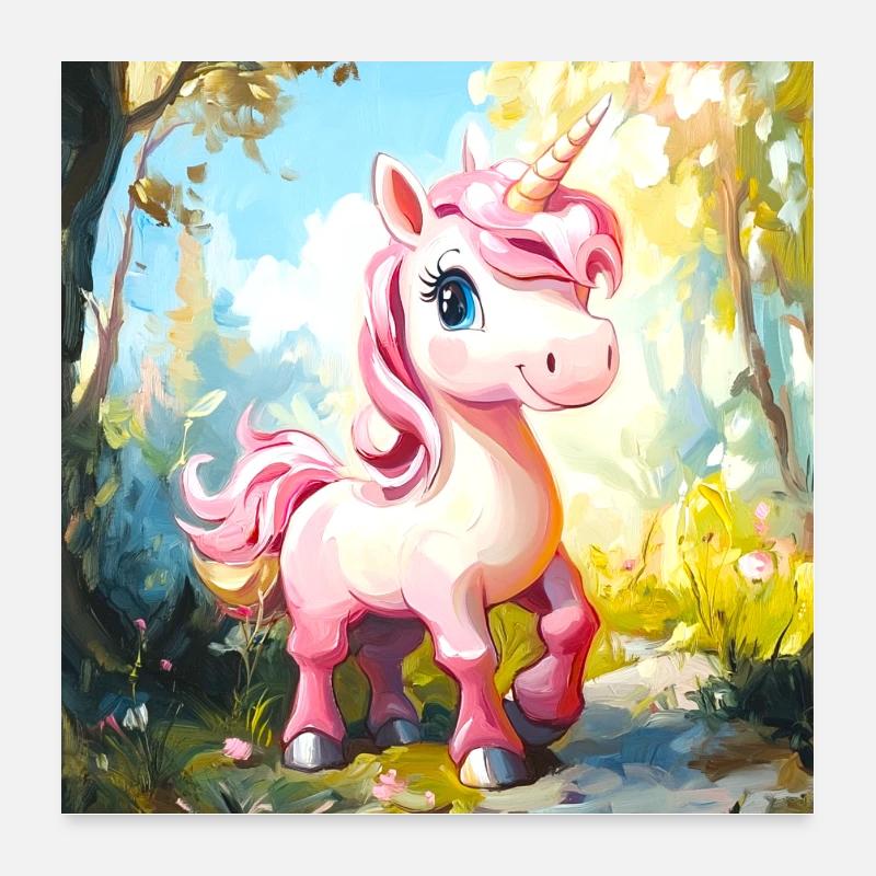 Licorne mignonne - Poster 60 x 60 cm - blanc
