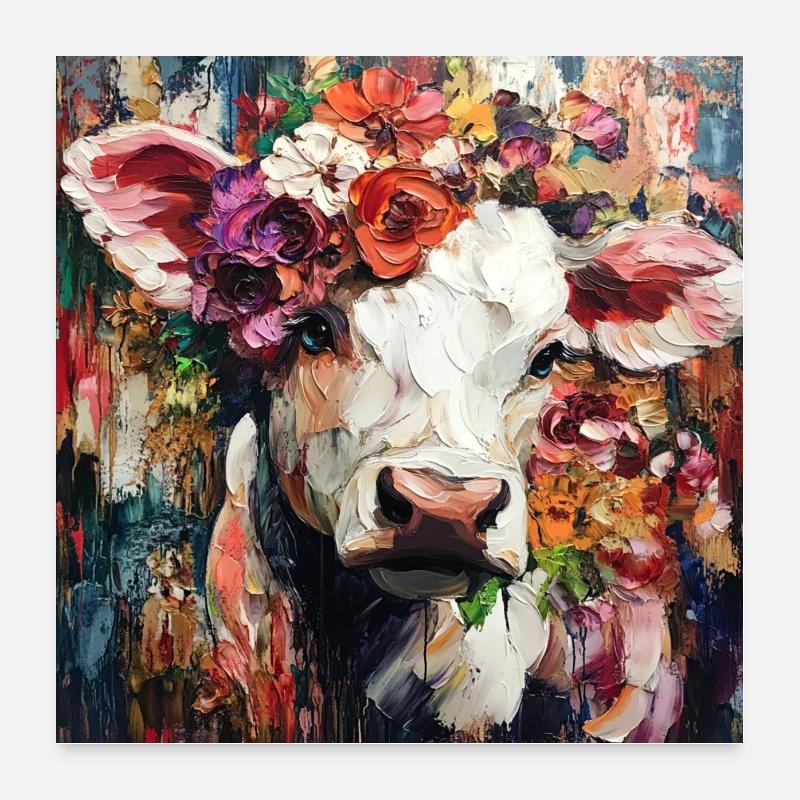 Kalb im Ölgemälde-Stil Poster 60x60 cm