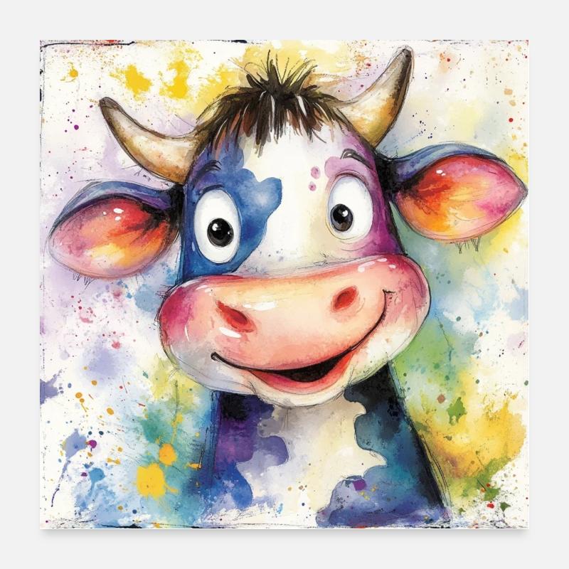 Veau mignon - Poster 60 x 60 cm - blanc