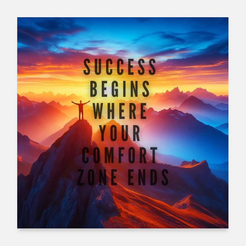 Succès en dehors de la zone de confort - Poster 60 x 60 cm - blanc