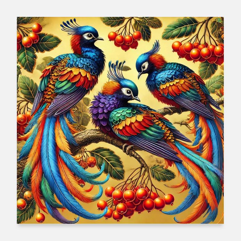 Splendeur colorée des oiseaux Poster 60 x 60 cm