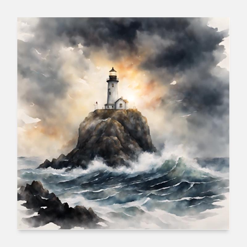 Leuchttturm Poster 60x60 cm