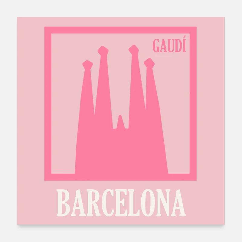 Barcelone rose Poster 60 x 60 cm