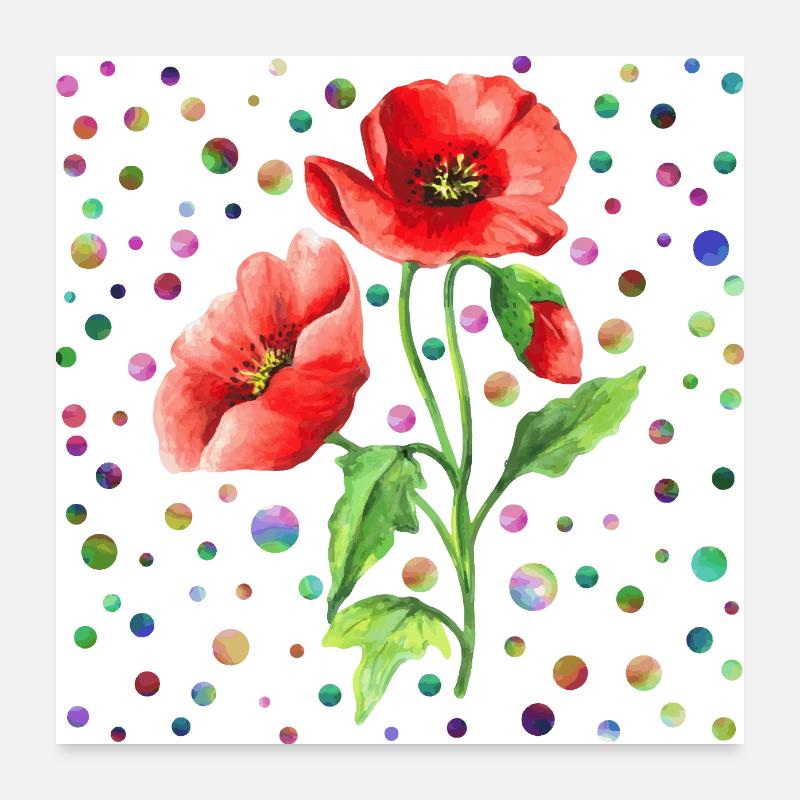 Blumen - Poster 60x60 cm - Weiß