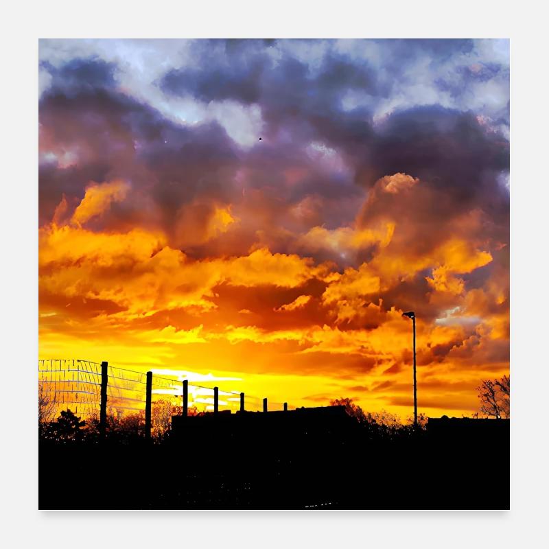Coucher de soleil – Couleurs de feu dans le ciel du soir Poster 60 x 60 cm