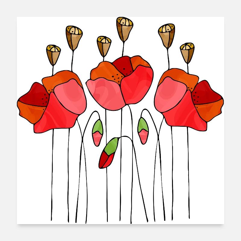 Blumen - Poster 60x60 cm - Weiß