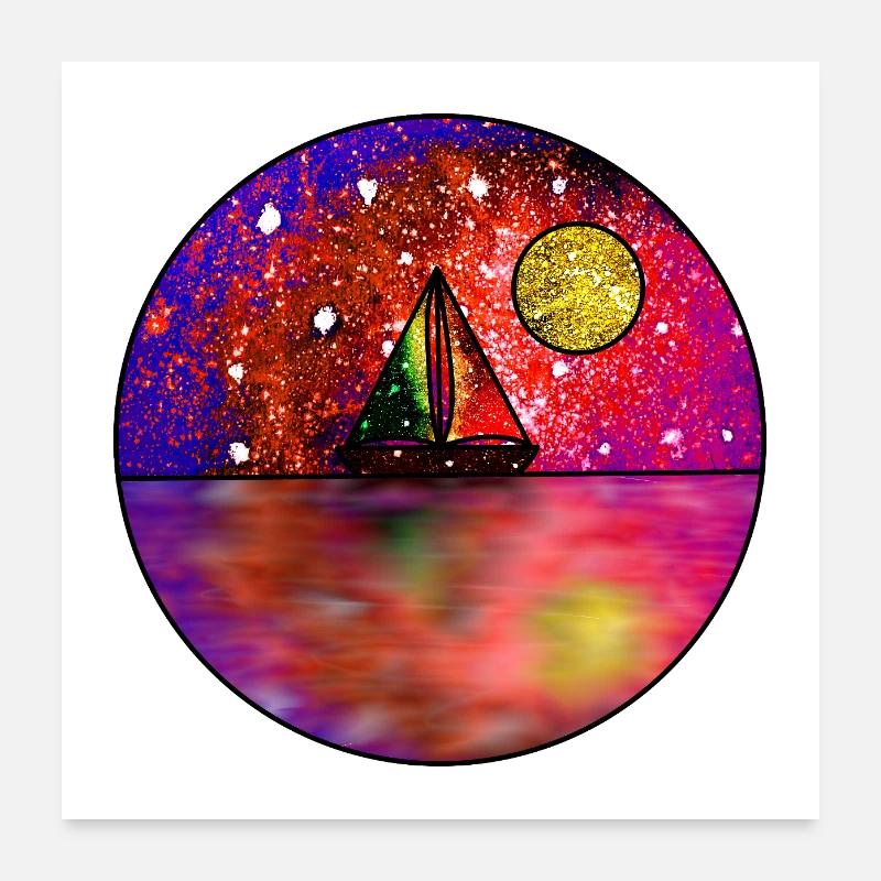 Kosmische Segelszene Poster 60x60 cm