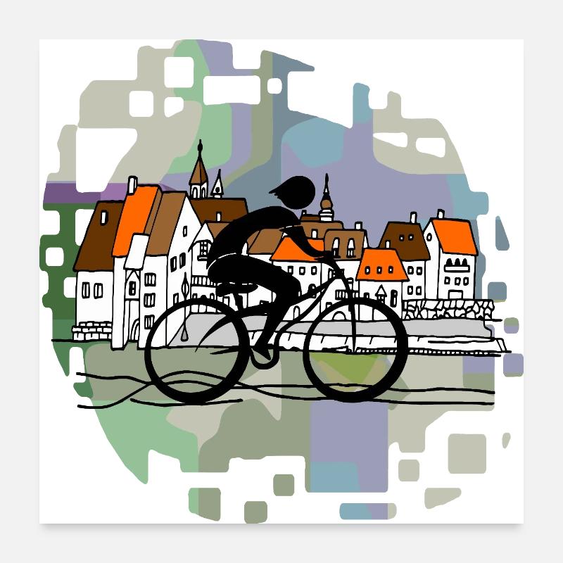 Cyclist - Poster 24" x 24" (60x60 cm) - white