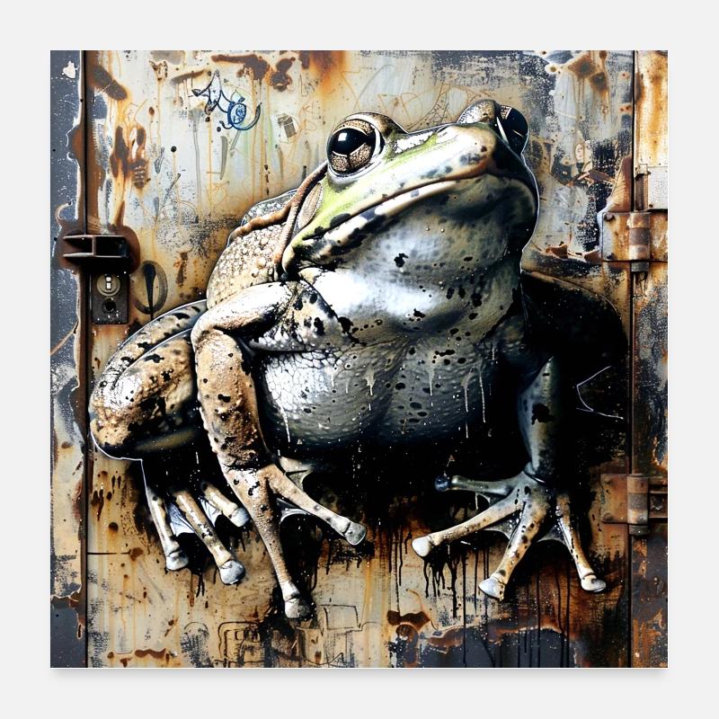 Graffiti Toad Toad Frog Rust Metal Urban Poster 24" x 24" (60x60 cm)