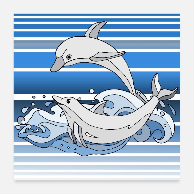 Dolphins Poster 24" x 24" (60x60 cm)