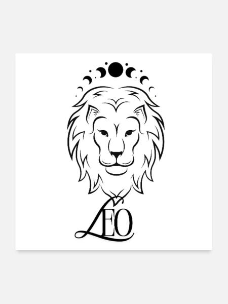 Leo - Sternzeichen - Poster 60x60 cm - Weiß