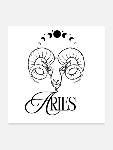 Aries Sternzeichen Widder - Poster 60x60 cm - Weiß