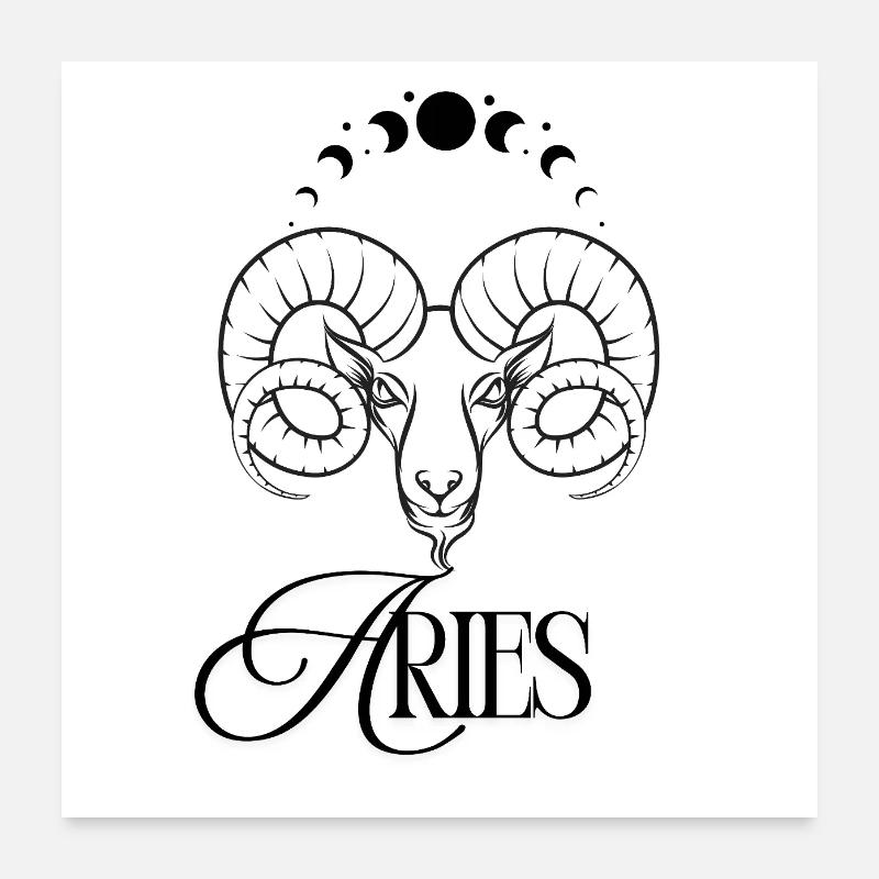 Aries Sternzeichen Widder - Poster 60x60 cm - Weiß
