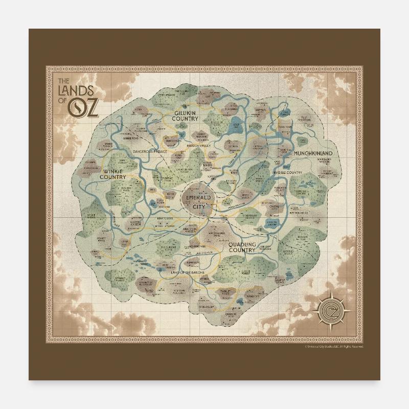 Wicked 2 Kort over Oz Land Plakat Poster 60x60 cm