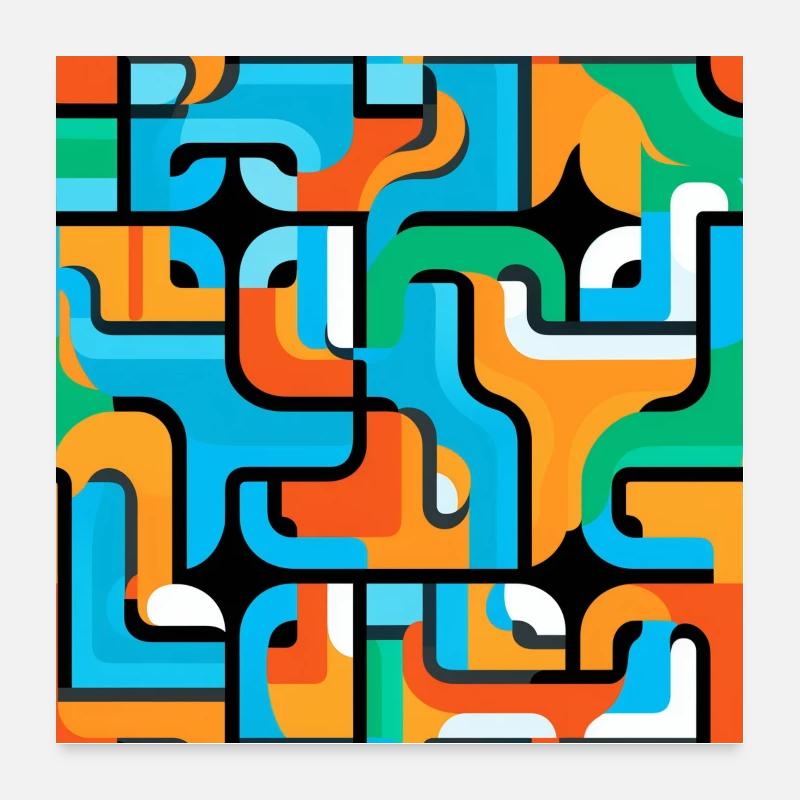 Motif de maille colorée abstrait Poster 60 x 60 cm