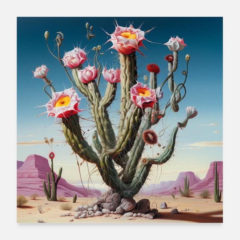 Desert Cactus Blossom Rush Poster 24" x 24" (60x60 cm)