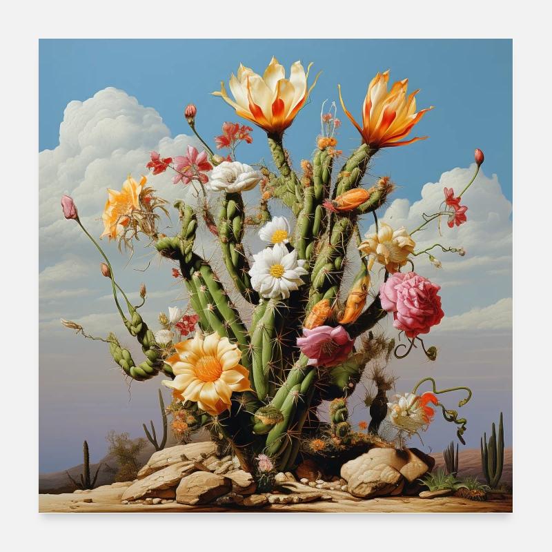 Fleur de cactus Couleur Rêve Poster 60 x 60 cm