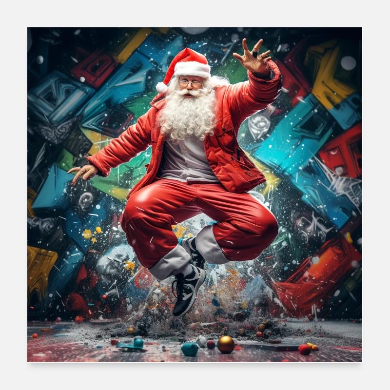 Graffiti du Père Noël Breakdance Poster 60 x 60 cm