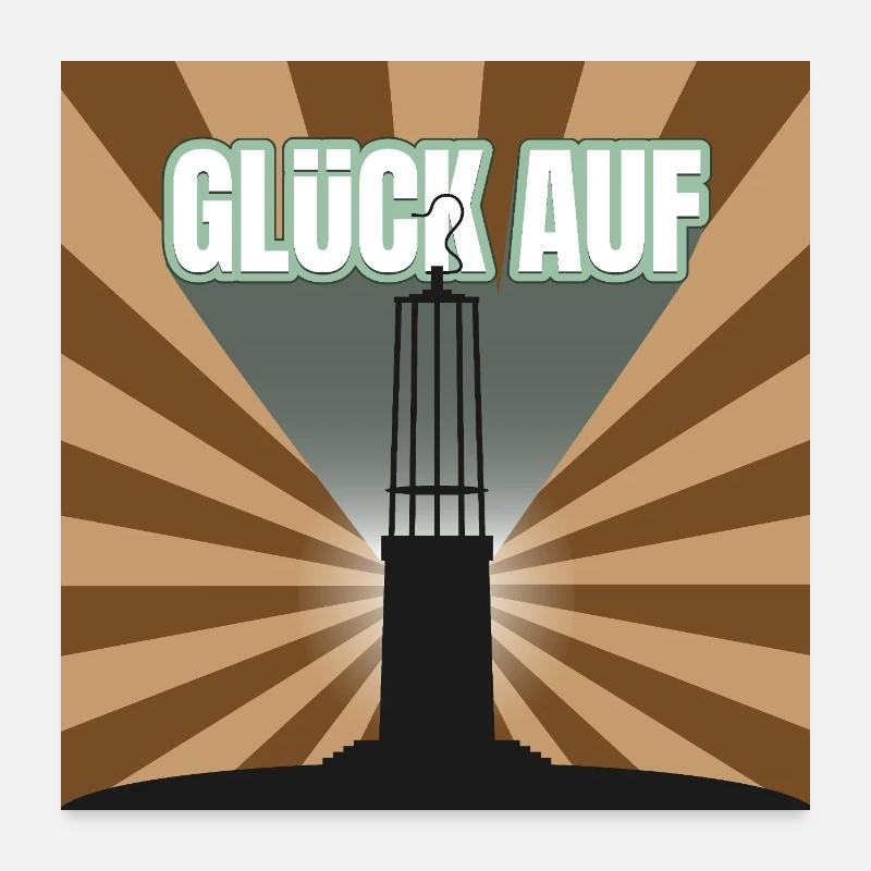 Glück Auf Bergbau Lichtstern Poster 60x60 cm
