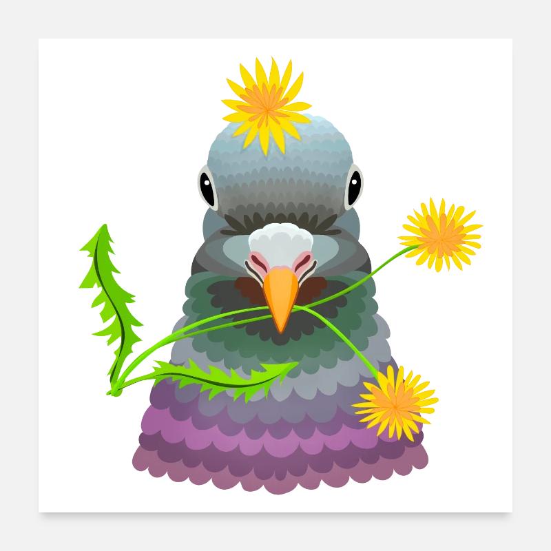 pigeon pssenlit Poster 60 x 60 cm