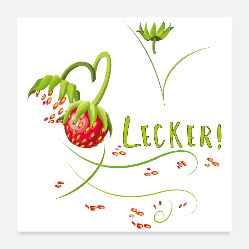 Erdbeerzeit, lecker, Erdbeere - Poster 60x60 cm - Weiß
