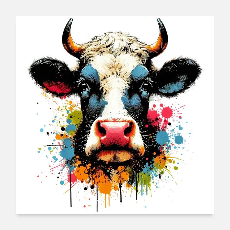 Kuh - Poster 60x60 cm - Weiß