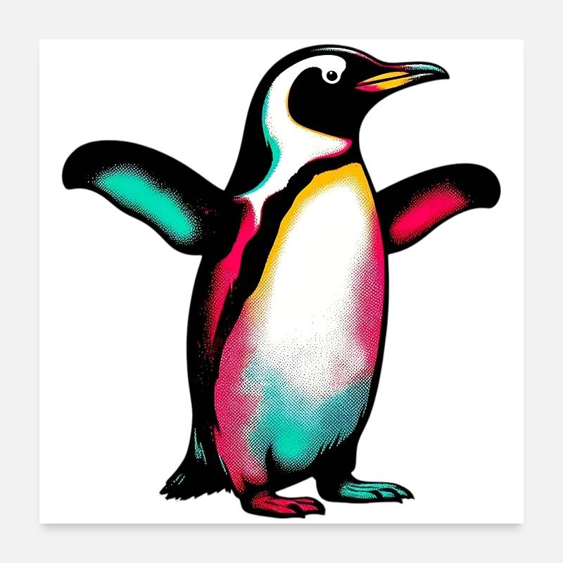 Pinguin - Poster 60x60 cm - Weiß