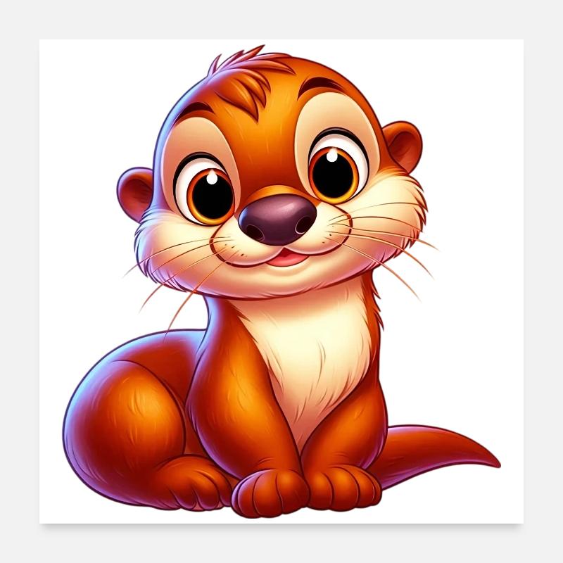 Loutre - Poster 60 x 60 cm - blanc