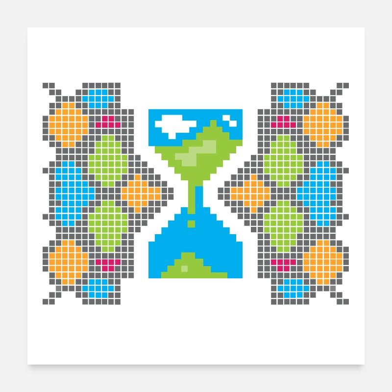 Pixel Gaming Loading – Don't Panic Hourglass Poster 24" x 24" (60x60 cm)