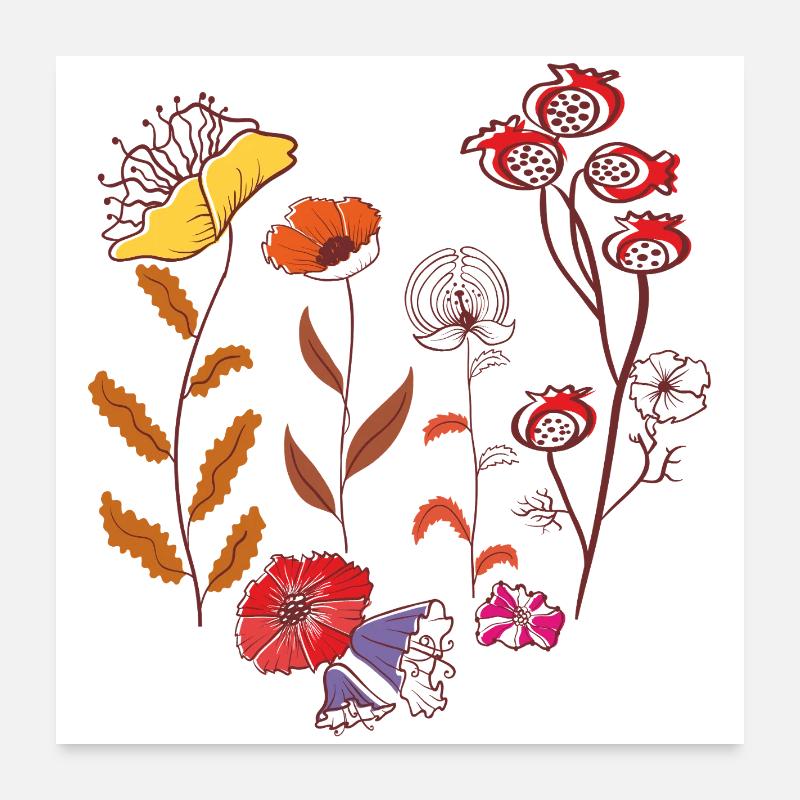 Blüten, Flowers - Poster 60x60 cm - Weiß