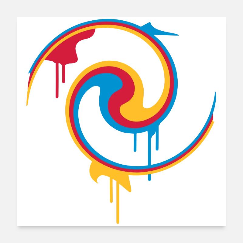 Spirale de couleur colorée avec style graffiti Poster 60 x 60 cm