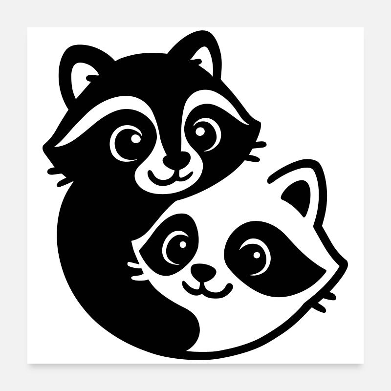 Ying Yang Dachs Pärchen - Poster 60x60 cm - Weiß