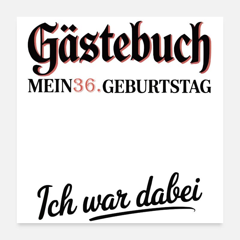 Gästebuch 36. Geburtstag  Poster 60x60 cm