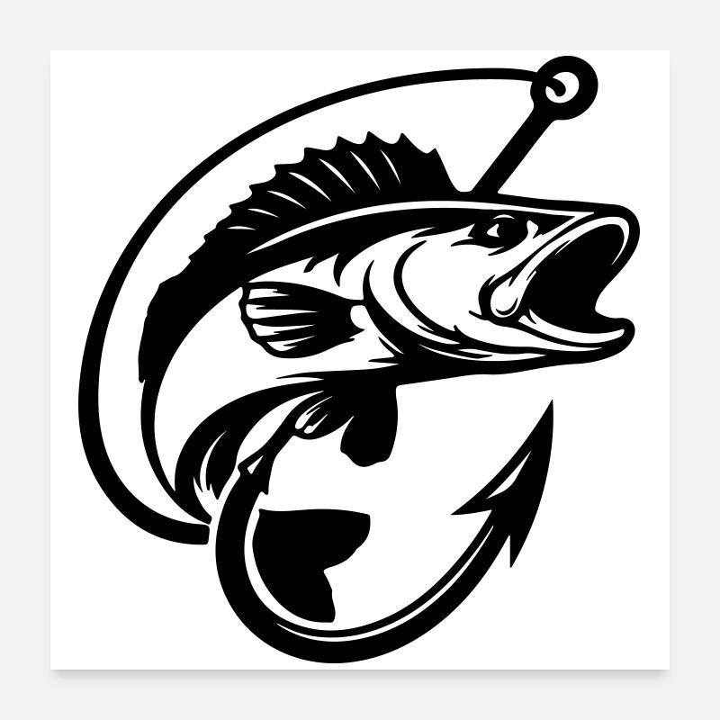 Logo de pêche au brochet Poster 60 x 60 cm