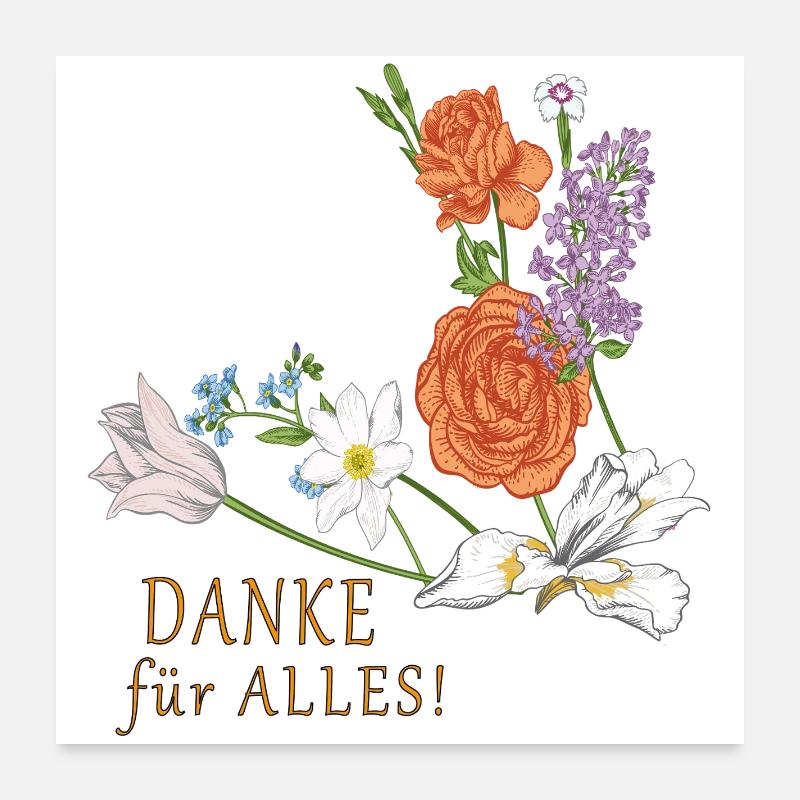Blumenstrauß Danke Poster 60x60 cm