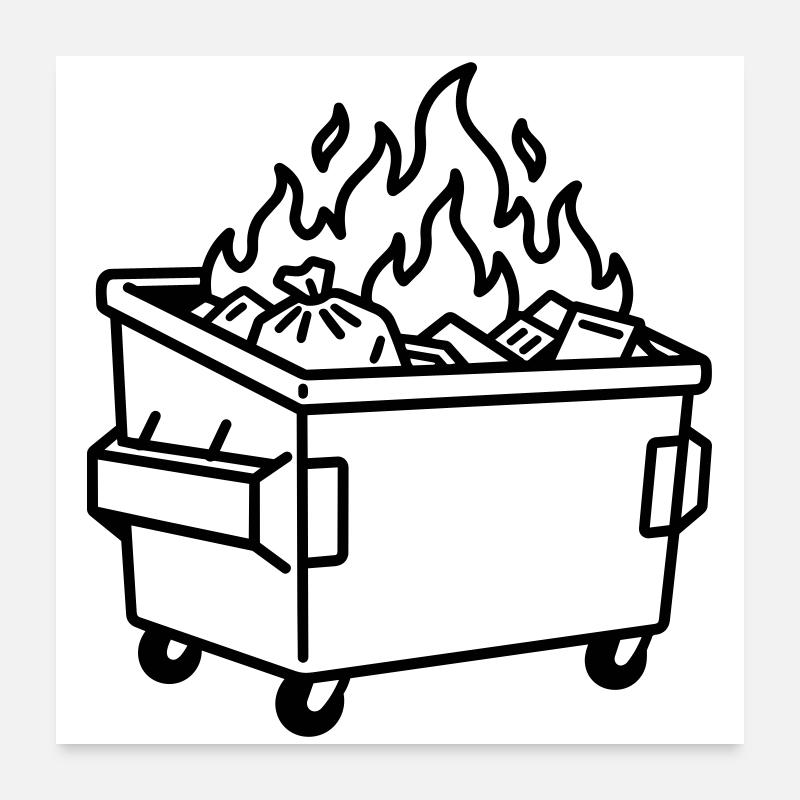 Müllcontainer-Feuer Poster 60x60 cm