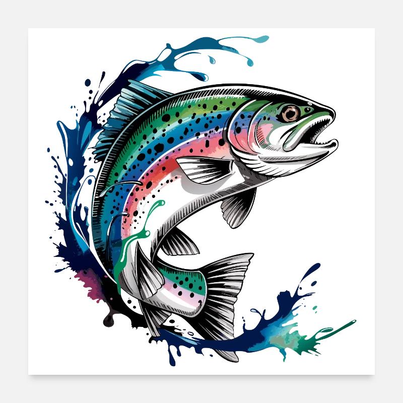 Saut de truite sauteuse Poster 60 x 60 cm