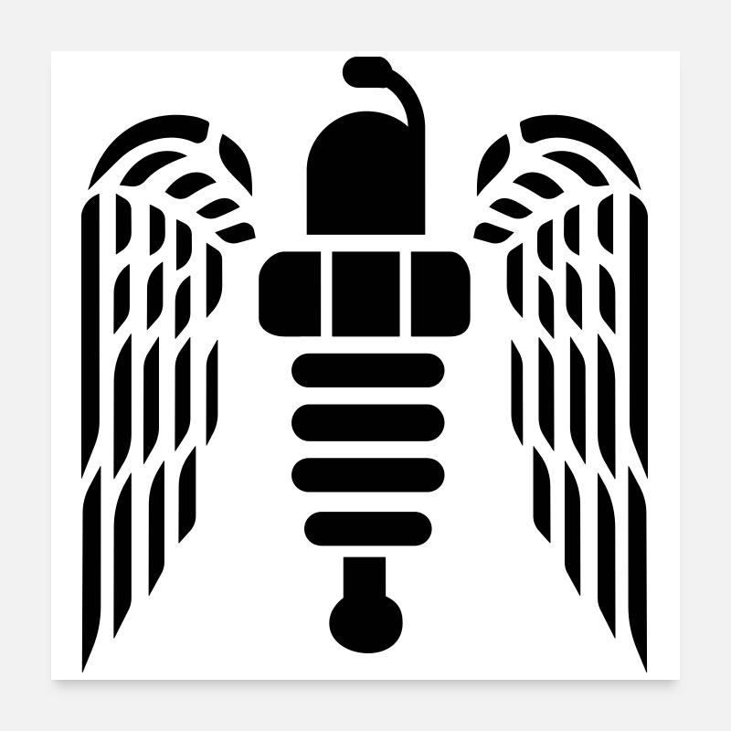 Spark plug emblem with large wings Poster 24" x 24" (60x60 cm)
