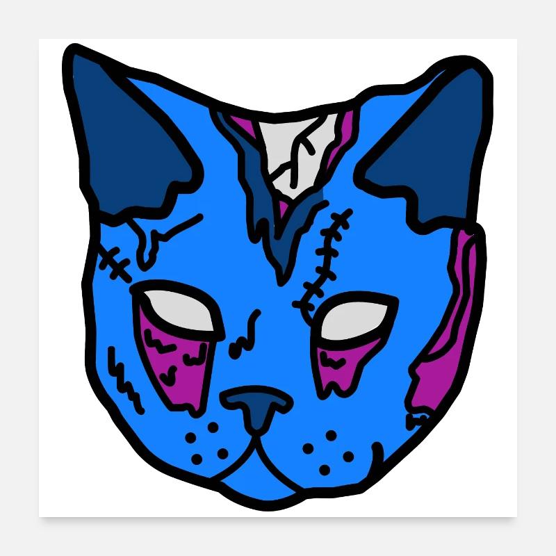Blue Cat Mask Patchwork Poster 24" x 24" (60x60 cm)