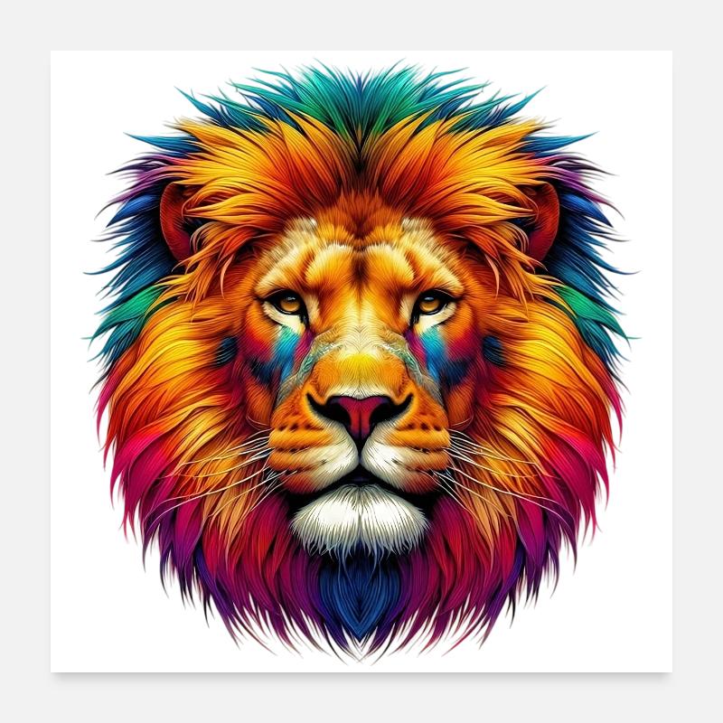 Löwe - Poster 60x60 cm - Weiß