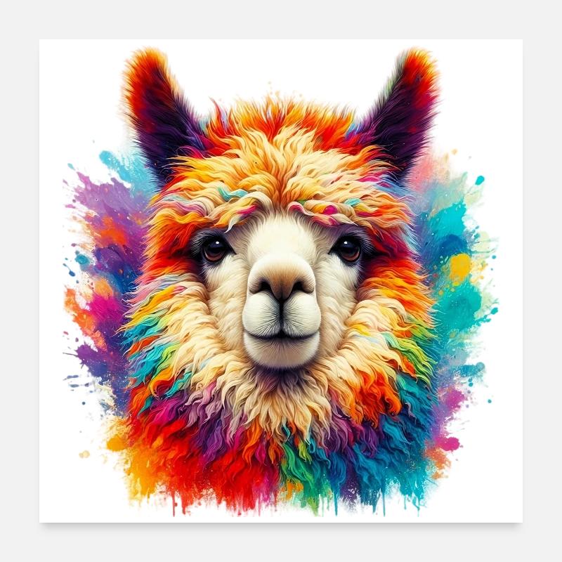 Alpaka - Poster 60x60 cm - Weiß