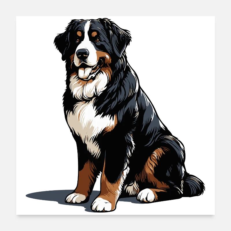 Berner Sennenhund - Poster 60x60 cm - Weiß