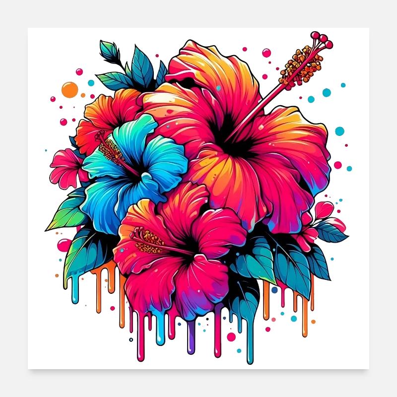 Fleurs d’hibiscus Poster 60 x 60 cm