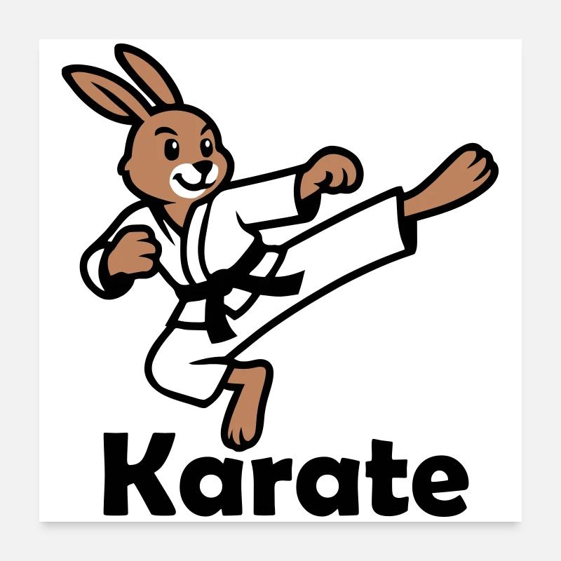 Karaté Lapin Poster 60 x 60 cm