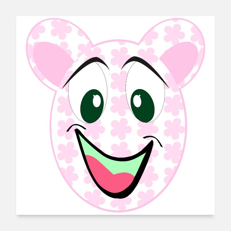 Bear Floral Pattern Smile Poster 24" x 24" (60x60 cm)
