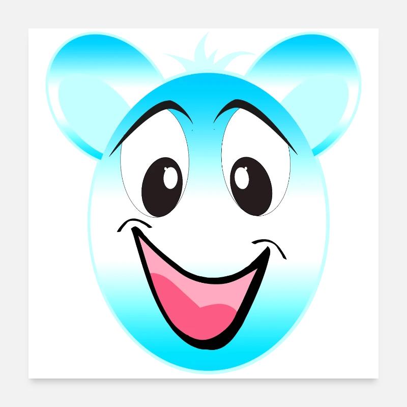 Fröhlicher Blau Weiß Bärenmaskottchen Poster 60x60 cm