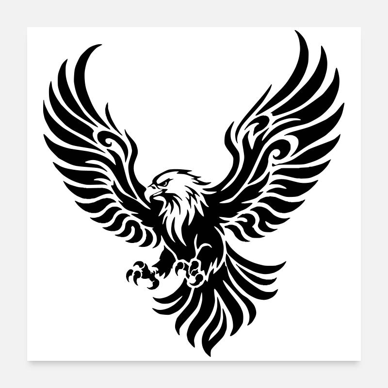 Aigle puissant aux ailes déployées Poster 60 x 60 cm